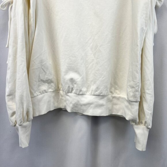1. State Women’s Cold Shoulder Off White Sweatshirt Size Medium Long Sleeve - Picture 5 of 9